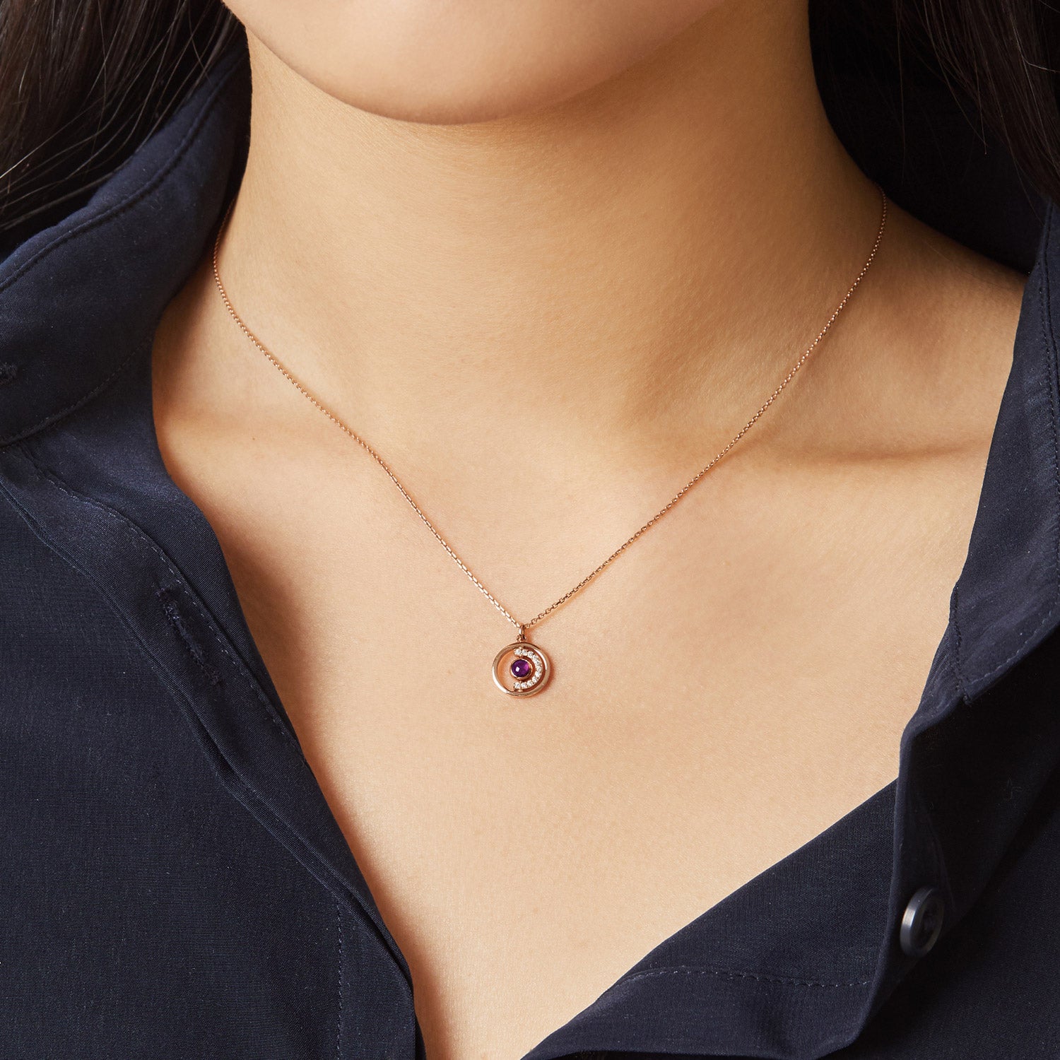 [February Birthstone] Petite D.D Gold Necklace - DIDIER DUBOT